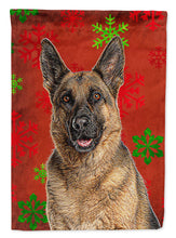 Load image into Gallery viewer, Red Snowflakes Holiday Christmas  German Shepherd Flag Canvas House Size KJ1187CHF