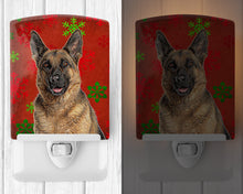Load image into Gallery viewer, Red Snowflakes Holiday Christmas  German Shepherd Ceramic Night Light KJ1187CNL