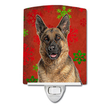 Load image into Gallery viewer, Red Snowflakes Holiday Christmas  German Shepherd Ceramic Night Light KJ1187CNL