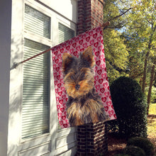 Load image into Gallery viewer, Hearts Love and Valentine's Day Yorkie Puppy / Yorkshire Terrier Flag Canvas House Size KJ1195CHF