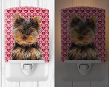 Load image into Gallery viewer, Hearts Love and Valentine's Day Yorkie Puppy / Yorkshire Terrier Ceramic Night Light KJ1195CNL
