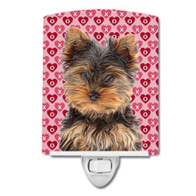 Load image into Gallery viewer, Hearts Love and Valentine's Day Yorkie Puppy / Yorkshire Terrier Ceramic Night Light KJ1195CNL
