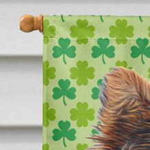Load image into Gallery viewer, St. Patrick's Day Shamrock Yorkie Puppy / Yorkshire Terrier Flag Canvas House Size KJ1202CHF