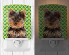 Load image into Gallery viewer, St. Patrick's Day Shamrock Yorkie Puppy / Yorkshire Terrier Ceramic Night Light KJ1202CNL