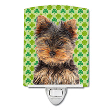 Load image into Gallery viewer, St. Patrick's Day Shamrock Yorkie Puppy / Yorkshire Terrier Ceramic Night Light KJ1202CNL