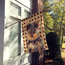 Load image into Gallery viewer, Fall Leaves Yorkie Puppy / Yorkshire Terrier Flag Canvas House Size KJ1209CHF
