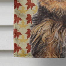 Load image into Gallery viewer, Fall Leaves Yorkie Puppy / Yorkshire Terrier Flag Canvas House Size KJ1209CHF