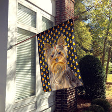 Load image into Gallery viewer, Candy Corn Halloween Yorkie / Yorkshire Terrier Flag Canvas House Size KJ1212CHF