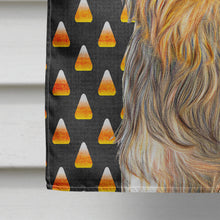 Load image into Gallery viewer, Candy Corn Halloween Yorkie / Yorkshire Terrier Flag Canvas House Size KJ1212CHF