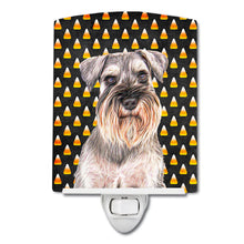 Load image into Gallery viewer, Candy Corn Halloween Schnauzer Ceramic Night Light KJ1214CNL