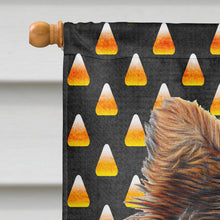 Load image into Gallery viewer, Candy Corn Halloween Yorkie Puppy / Yorkshire Terrier Flag Canvas House Size KJ1216CHF