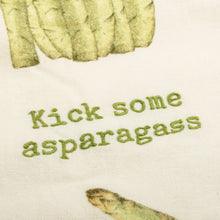Load image into Gallery viewer, Kick Some Asparagass Dish Cloth Towel | Cotten Linen Novelty Tea Towel | Embroidered Text | 18&quot; x 28&quot;
