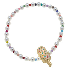 Load image into Gallery viewer, Kids Samantha Pearl Beaded Children's Bracelet with Cute Charm | Popsicle, Ice Cream, or Cherries