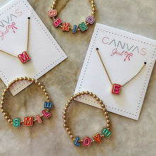 Load image into Gallery viewer, Kids Stretch Bracelet in Multicolor | 3 Choices Charm Letter Word Phrases