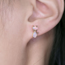 Load image into Gallery viewer, Kitty Cat Australian Solid Opal Stud Earrings 14k Yellow Gold
