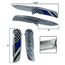 Load image into Gallery viewer, BL1-03 Thin Blue Line pocket tool Police Law Enforcement First Responder Rescue Tactical Survival