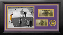 Load image into Gallery viewer, Kobe Bryant Last Shot Los Angeles Lakers 8x10 Framed Photo with Engraved Autograph &amp; Career Stats