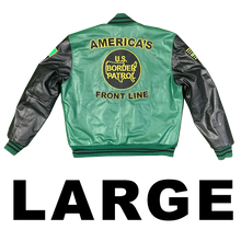Load image into Gallery viewer, Pro CBP Border Patrol Custom Leather Bomber Varsity Jacket BPA Honor First Coat Thin Green Line