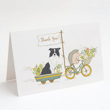 Load image into Gallery viewer, Border Collie Black and White Greeting Cards -  Blank Note Cards – 8-Pack of Artist-Designed Cards with Envelopes