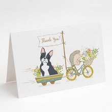 Load image into Gallery viewer, Boston Terrier Black and White Greeting Cards -  Blank Note Cards – 8-Pack of Artist-Designed Cards with Envelopes