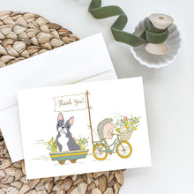 Load image into Gallery viewer, Boston Terrier Blue and White Greeting Cards -  Blank Note Cards – 8-Pack of Artist-Designed Cards with Envelopes