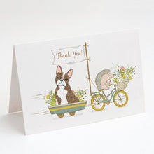 Load image into Gallery viewer, Boston Terrier Brindle and White Greeting Cards -  Blank Note Cards – 8-Pack of Artist-Designed Cards with Envelopes