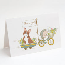 Load image into Gallery viewer, Boston Terrier Red and White Greeting Cards -  Blank Note Cards – 8-Pack of Artist-Designed Cards with Envelopes