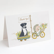 Load image into Gallery viewer, Boxer Black Natural Ears Greeting Cards -  Blank Note Cards – 8-Pack of Artist-Designed Cards with Envelopes