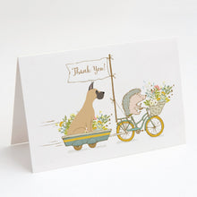 Load image into Gallery viewer, Great Dane Fawn Cropped Ears Greeting Cards -  Blank Note Cards – 8-Pack of Artist-Designed Cards with Envelopes