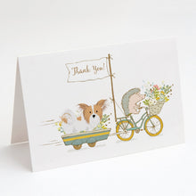 Load image into Gallery viewer, Papillon Red and White Greeting Cards -  Blank Note Cards – 8-Pack of Artist-Designed Cards with Envelopes
