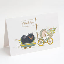 Load image into Gallery viewer, Pomeranian Black and Tan Greeting Cards -  Blank Note Cards – 8-Pack of Artist-Designed Cards with Envelopes