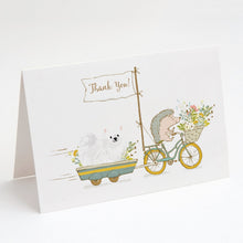 Load image into Gallery viewer, Pomeranian White Greeting Cards -  Blank Note Cards – 8-Pack of Artist-Designed Cards with Envelopes