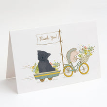 Load image into Gallery viewer, Pug Black Greeting Cards -  Blank Note Cards – 8-Pack of Artist-Designed Cards with Envelopes