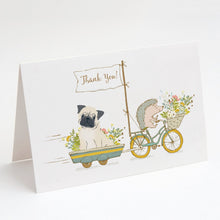Load image into Gallery viewer, Pug Fawn Greeting Cards -  Blank Note Cards – 8-Pack of Artist-Designed Cards with Envelopes