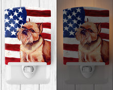 Load image into Gallery viewer, USA American Flag with Brussels Griffon Ceramic Night Light LH9023CNL
