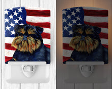 Load image into Gallery viewer, USA American Flag with Brussels Griffon Ceramic Night Light LH9027CNL