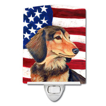 Load image into Gallery viewer, USA American Flag with Dachshund Ceramic Night Light LH9030CNL