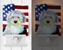 Load image into Gallery viewer, USA American Flag with Old English Sheepdog Ceramic Night Light LH9035CNL