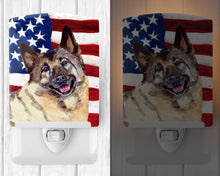 Load image into Gallery viewer, USA American Flag with Norwegian Elkhound Ceramic Night Light LH9037CNL
