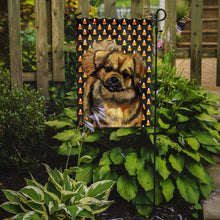Load image into Gallery viewer, Tibetan Spaniel Candy Corn Halloween Portrait Garden Flag – Decorative Outdoor Yard Flag
