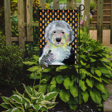 Load image into Gallery viewer, Old English Sheepdog Candy Corn Halloween Portrait Garden Flag – Decorative Outdoor Yard Flag