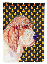 Load image into Gallery viewer, Petit Basset Griffon Vendeen Candy Corn Halloween Portrait Garden Flag – Decorative Outdoor Yard Flag