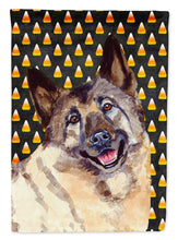 Load image into Gallery viewer, Norwegian Elkhound Candy Corn Halloween Portrait Flag Canvas House Size