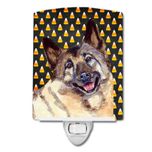 Load image into Gallery viewer, Norwegian Elkhound Candy Corn Halloween Portrait Ceramic Night Light LH9048CNL
