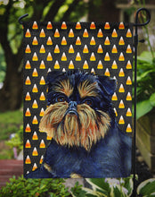 Load image into Gallery viewer, Brussels Griffon Candy Corn Halloween Portrait Garden Flag – Decorative Outdoor Yard Flag