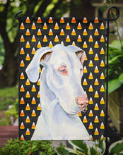 Load image into Gallery viewer, Great Dane Candy Corn Halloween Portrait Garden Flag – Decorative Outdoor Yard Flag