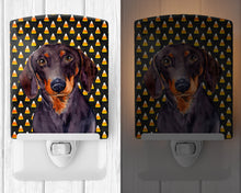 Load image into Gallery viewer, Dachshund Candy Corn Halloween Portrait Ceramic Night Light LH9054CNL