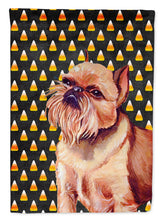 Load image into Gallery viewer, Brussels Griffon Candy Corn Halloween Portrait Garden Flag – Decorative Outdoor Yard Flag