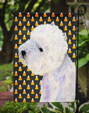 Load image into Gallery viewer, Westie Candy Corn Halloween Portrait Garden Flag – Decorative Outdoor Yard Flag