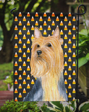 Load image into Gallery viewer, Silky Terrier Candy Corn Halloween Portrait Garden Flag – Decorative Outdoor Yard Flag